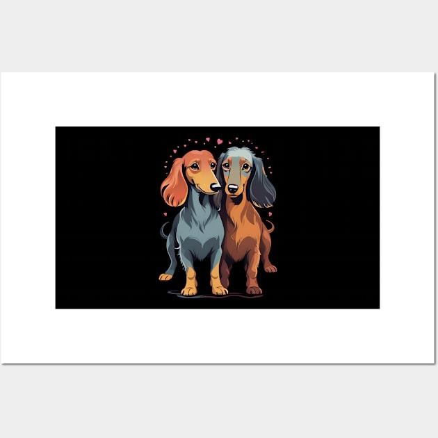 Long Haired Dachshund Love Valentine Dayes Wall Art by GeneralEventMF